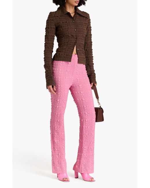 Nanushka Pink Hose mit schmalem bein aus seersucker