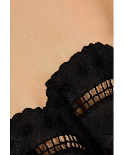 Stella McCartney Black Embroidered Satin Mini Dress