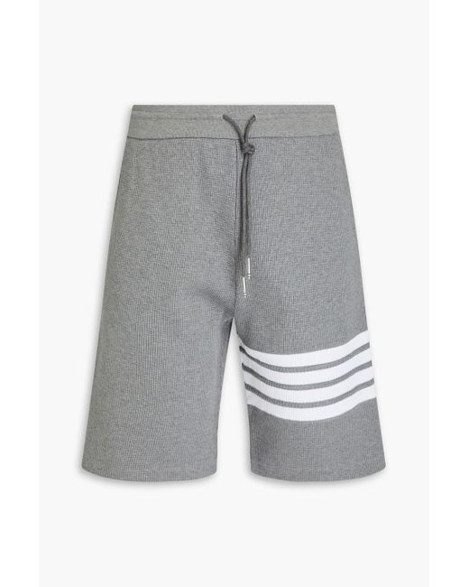Thom Browne Gray Striped Waffle-Knit Cotton Drawstring Shorts for men