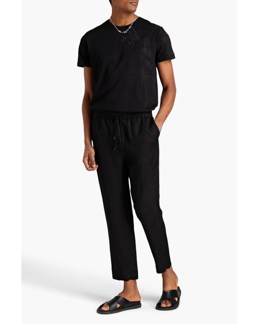 Etro Black Cropped Twill Pants for men