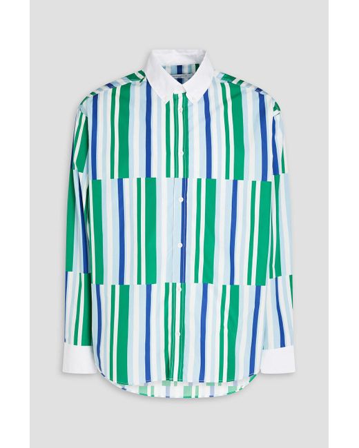 Maison Kitsuné Blue Striped Cotton-poplin Shirt for men
