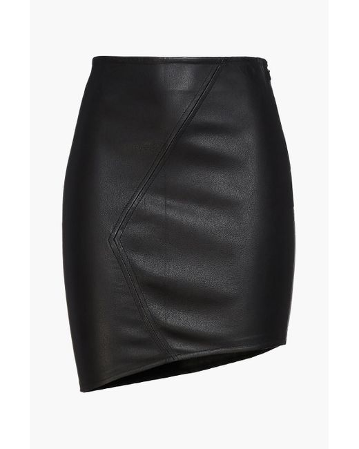 Ba&sh Black Party Asymmetric Leather Mini Skirt