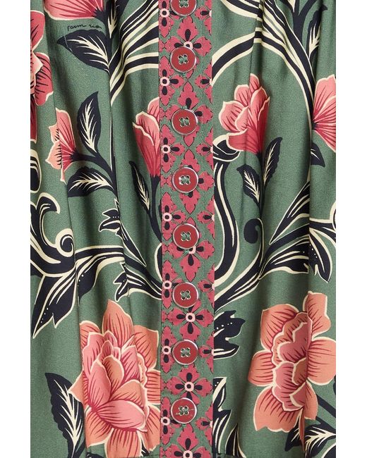 Farm Rio Red Belted Floral-print Cotton-poplin Midi Skirt