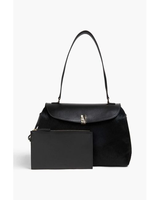 Loulou de Saison Black Sienna Calf Hair And Leather Shoulder Bag