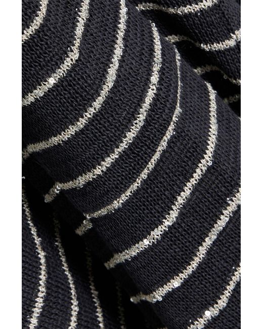 Brunello Cucinelli Black Sequin-Embellished Striped Cotton Cardigan