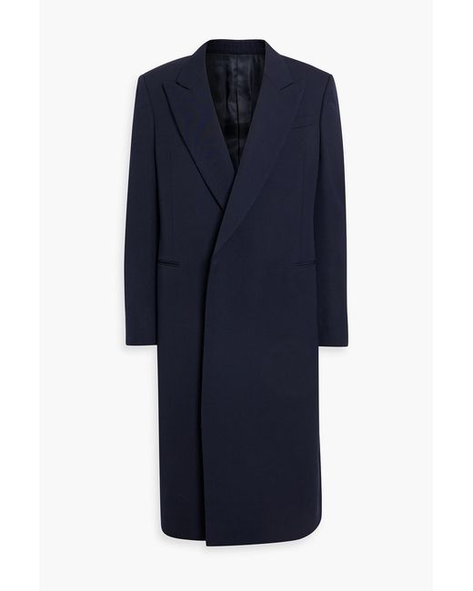 McQueen Blue Double-Breasted Wool-Twill Coat for men