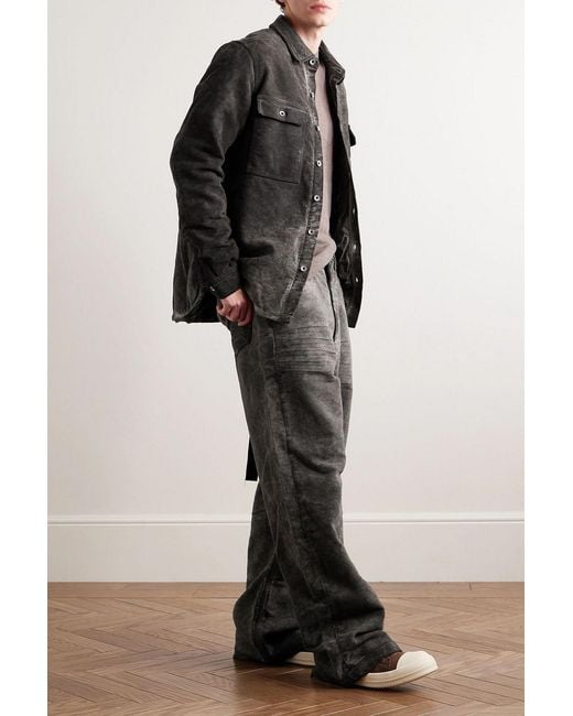 Rick Owens Black Padded Garment-Dyed Cotton-Moleskin Overshirt for men