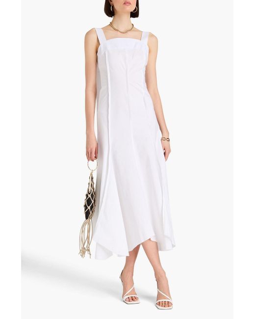 Victoria Beckham White Cotton-blend Poplin Midi Dress