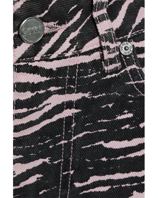 Ganni Pink Tiger-print Mid-rise Bootcut Jeans