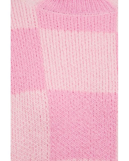 Stine Goya Pink Adonis Checked Jacquard-knit Turtleneck Sweater