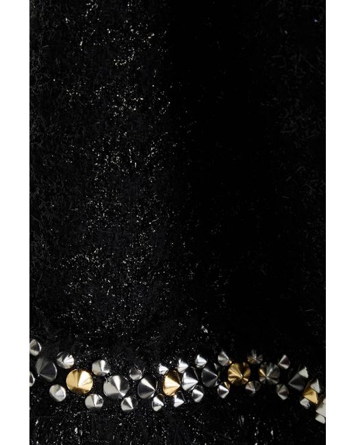Versace Black Studded Tinsel-Tweed Mini Skirt