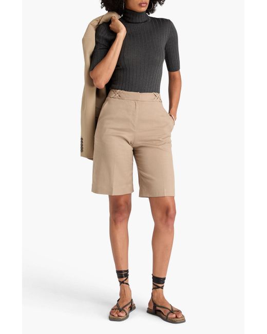 Brunello Cucinelli Gray Rollkragenpullover aus einer gerippten kaschmirmischung mit metallic-effekt