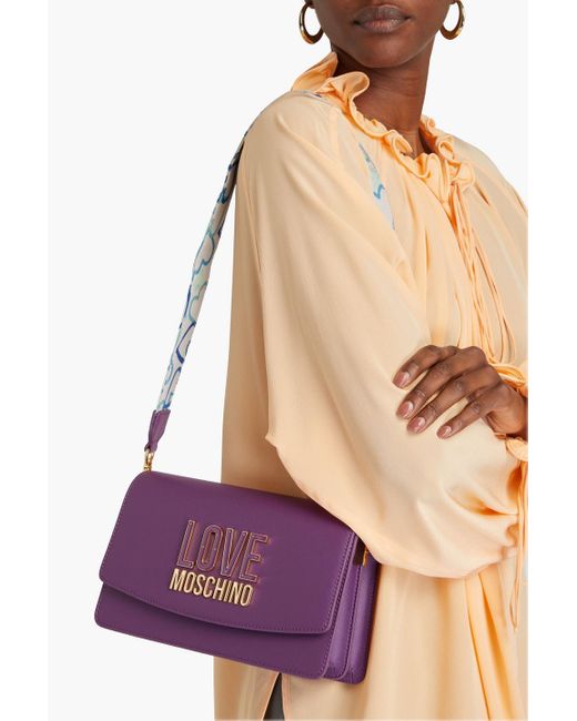 Love Moschino Purple Faux Textured Leather Cross-body Bag