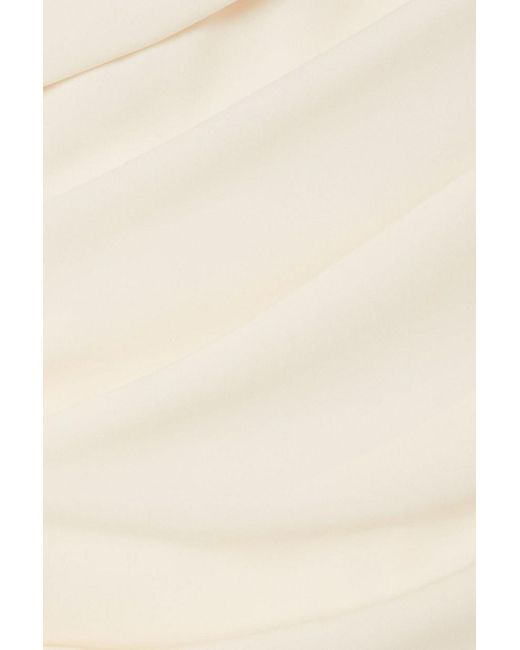 Talbot Runhof Natural Cape-effect Off-the-shoulder Ruched Stretch-cady Gown