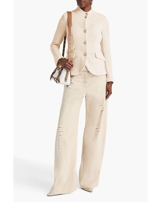 Rag & Bone Natural Slade Frayed Cotton Blazer
