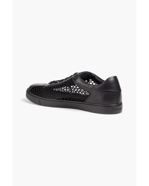 Gianvito Rossi Black Helena Mesh And Leather Sneakers
