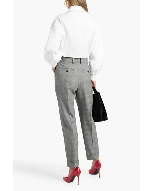 McQueen Gray Checked Wool Tapered Pants