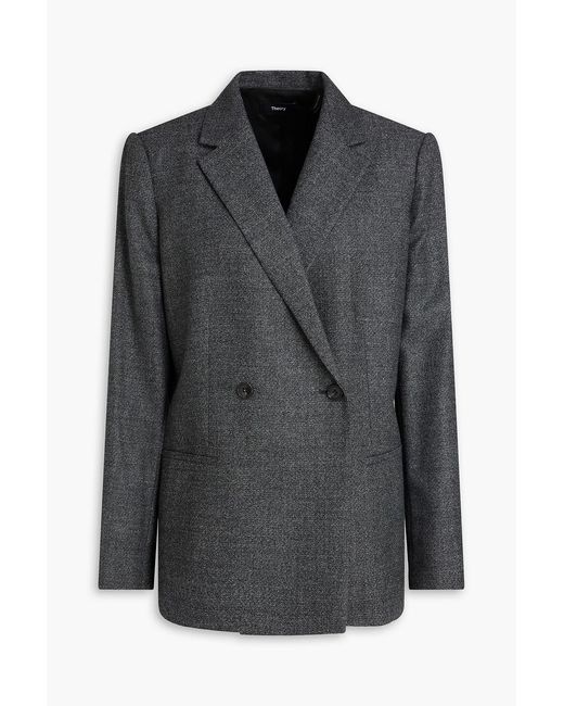 Theory Black Double-Breasted Wool Blazer