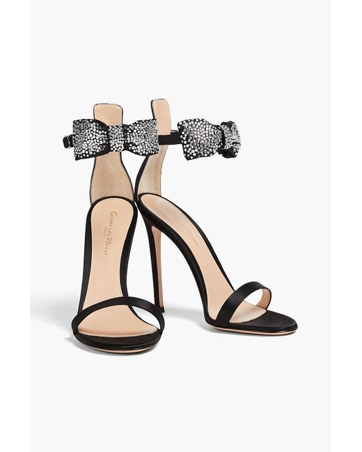 Gianvito Rossi White Crystal-embellished Satin Sandals