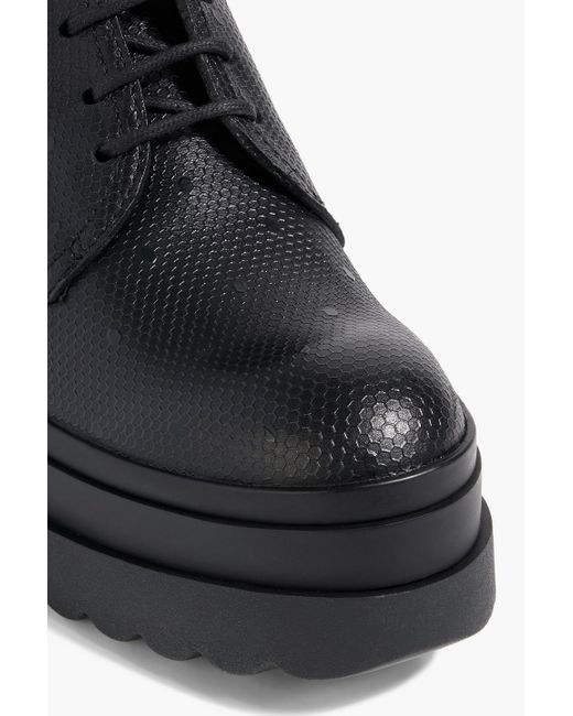 Red(v) Black Embossed Leather Combat Boots