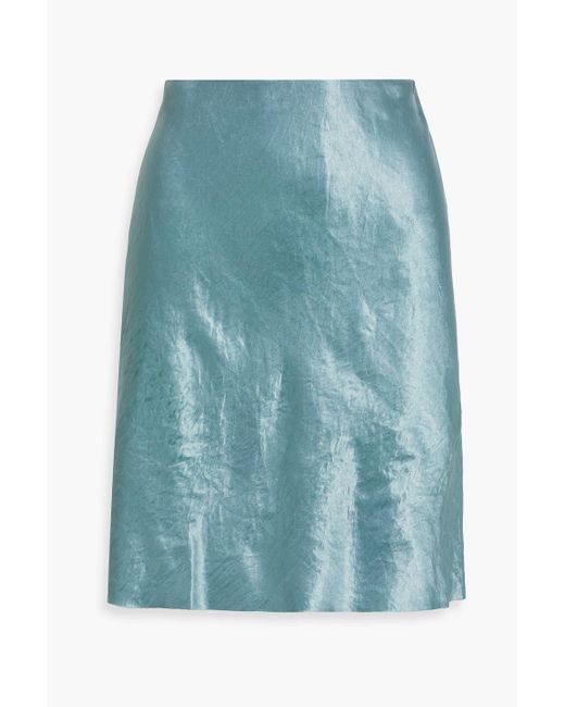 Vince Blue Crinkled-satin Skirt