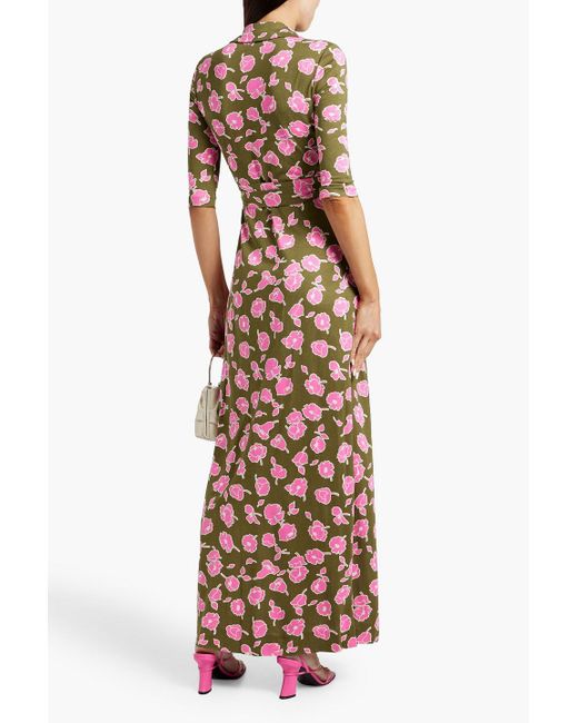 Diane von Furstenberg White Abigail maxi-wickelkleid aus seide mit floralem print