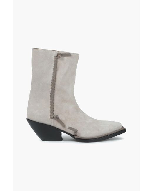 Acne Natural Breanna Leather-trimmed Suede Ankle Boots