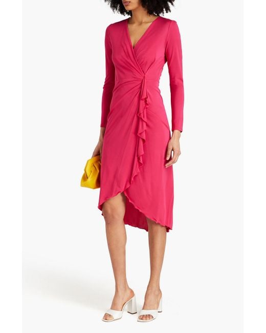 Diane von Furstenberg Pink Aradia Wrap-effect Jersey Midi Dress