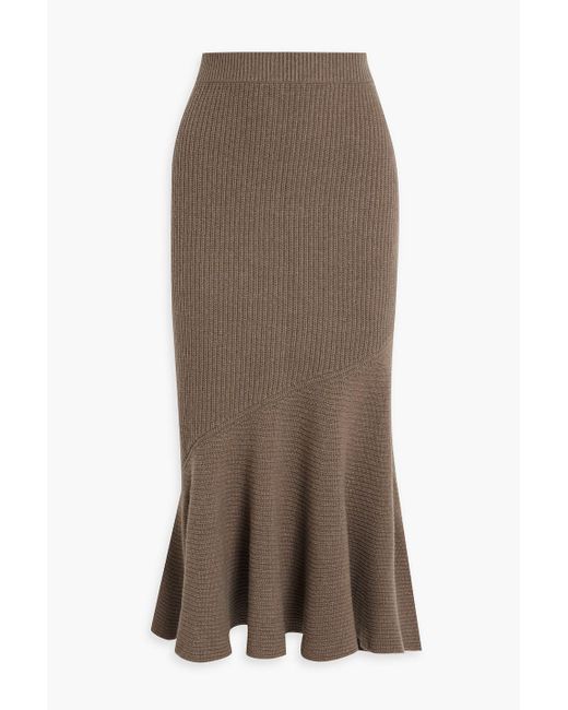 Altuzarra Brown Fluted Ribbed Merino Wool And Cashmere-blend Midi Skirt