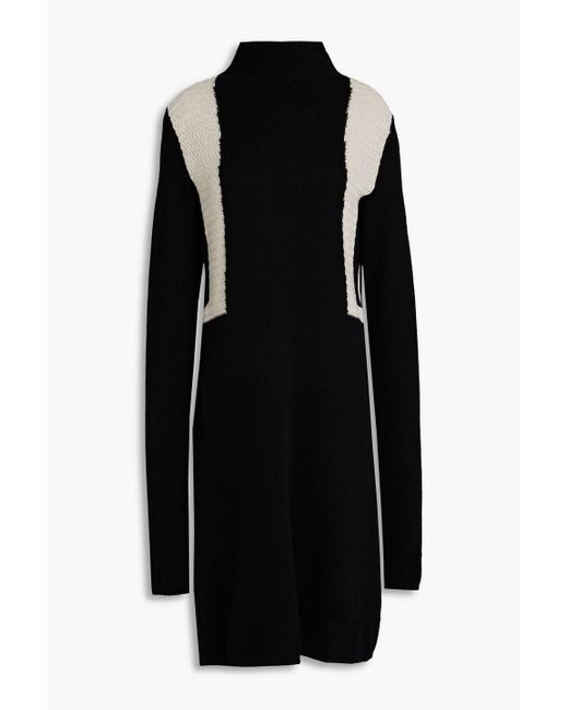 Rick Owens Black Two-tone Cashmere And Wool-blend Dress