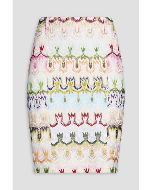 Missoni Gray Crochet-Knit Mini Pencil Skirt