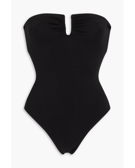 Mara Hoffman Black Bandeau-badeanzug mit raffungen