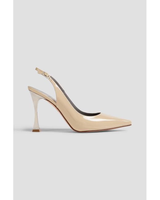 Gina Metallic Klimt Crystal-Embellished Patent-Leather Slingback Pumps