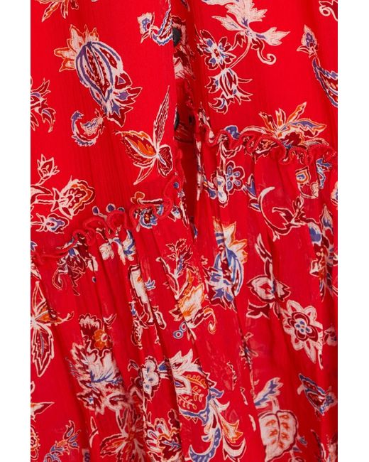 Rag & Bone Red Libby gerafftes hemdkleid in minilänge aus krepon mit floralem print