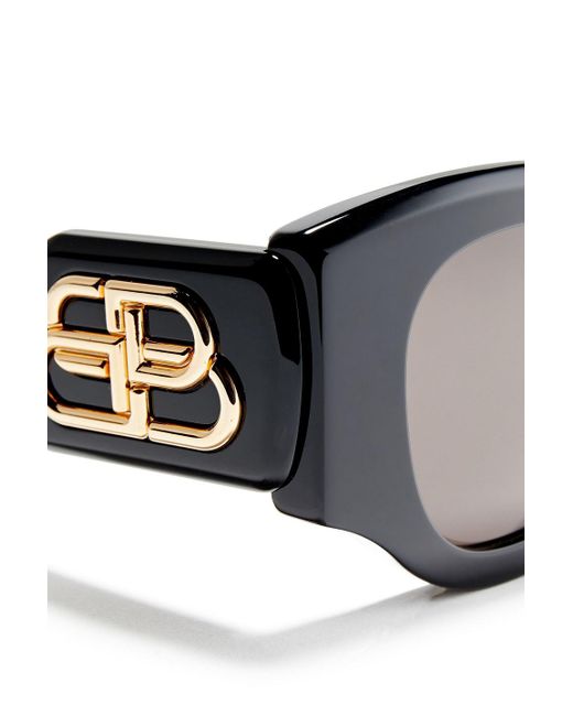 Balenciaga Black Sonnenbrille mit d-rahmen aus azetat
