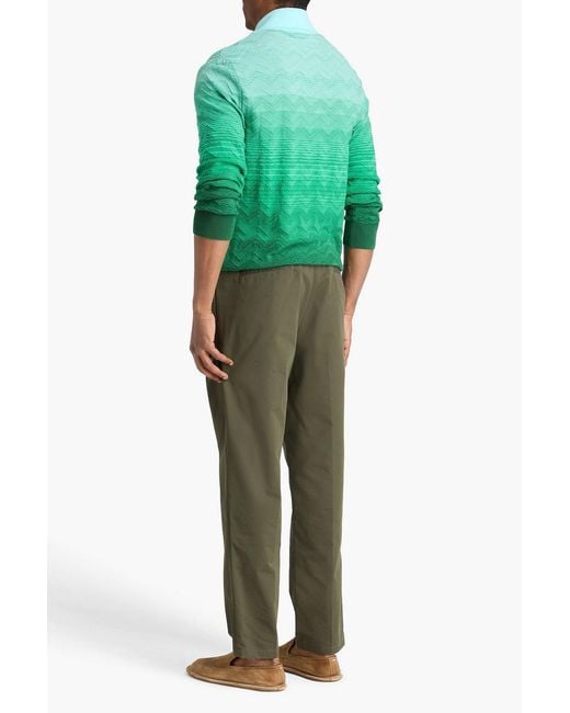 Missoni Green Dégradé Crochet-Knit Cotton Polo Shirt for men
