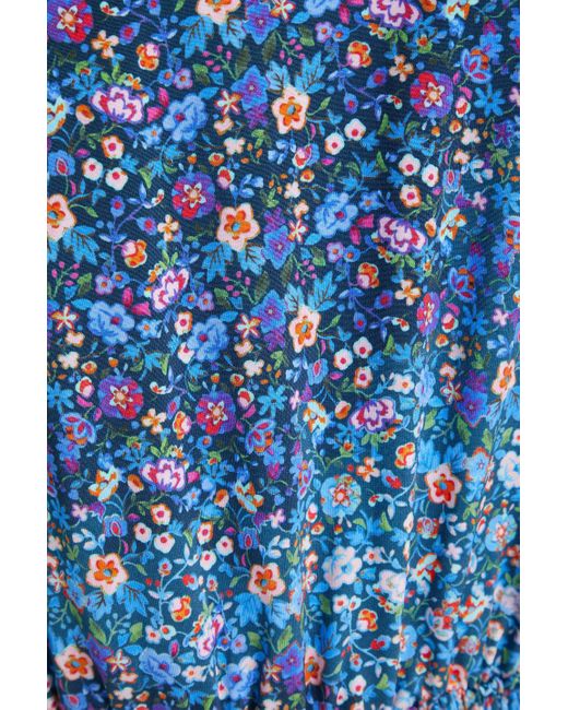 Sandro Blue Spinelle Cutout Floral-print Jersey Dress