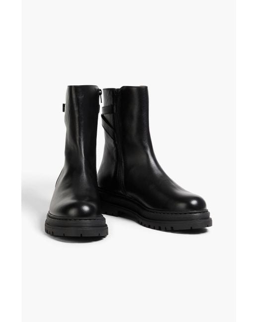 Claudie Pierlot Black Leather Platform Ankle Boots