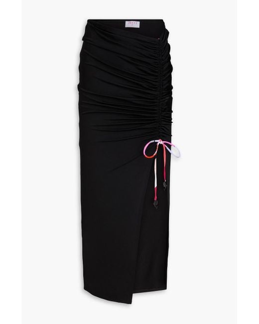 Emilio Pucci Black Ruched Stretch-jersey Midi Skirt