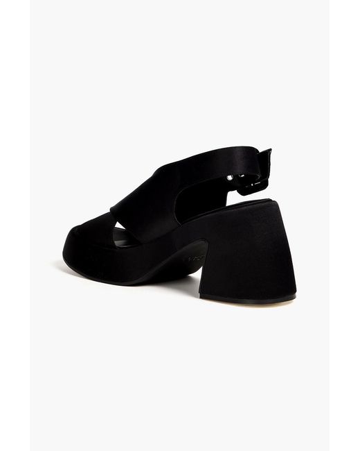 Ganni Black Satin Platform Slingback Sandals