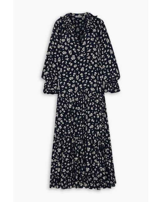 Rixo Blue Mali Floral-print Crepe De Chine Midi Dress