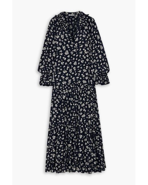 Rixo Blue Mali Floral-print Crepe De Chine Midi Dress
