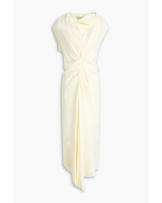 Victoria Beckham White Asymmetric Crepe Midi Dress