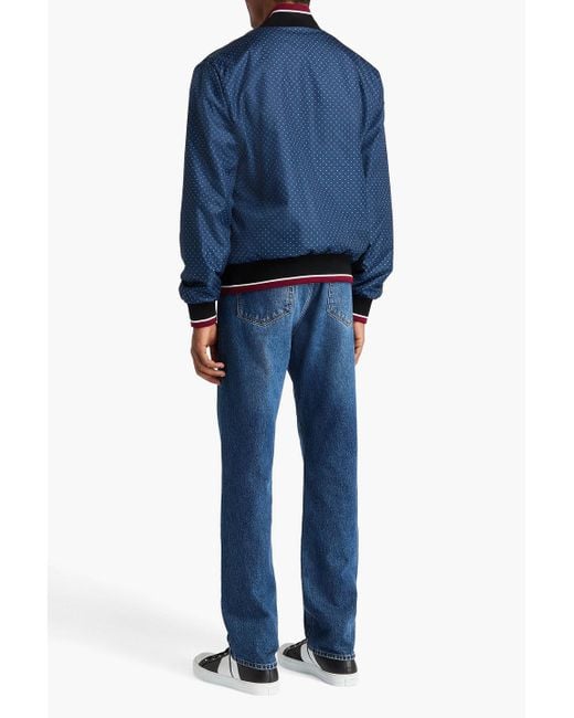 Dolce & Gabbana Blue Printed Shell Bomber Jacket for men