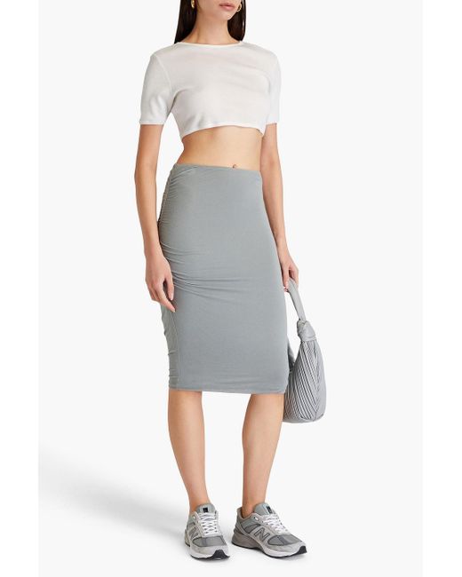 James Perse Gray Ruched Jersey Skirt