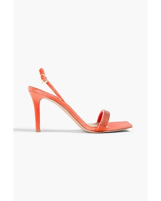Gianvito Rossi Pink Britney 85 Crystal-embellished Velvet Sandals