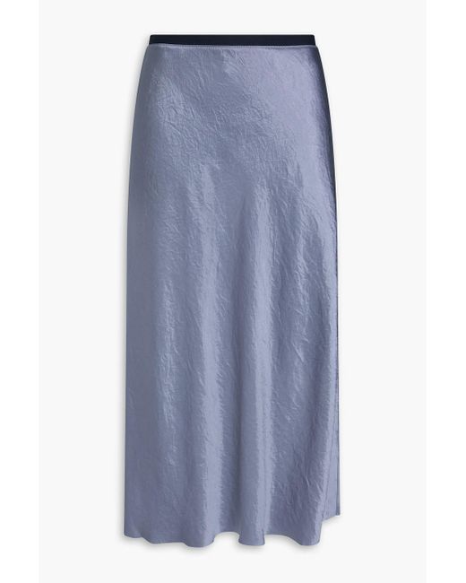 Vince Blue Crinkled-Satin Midi Skirt