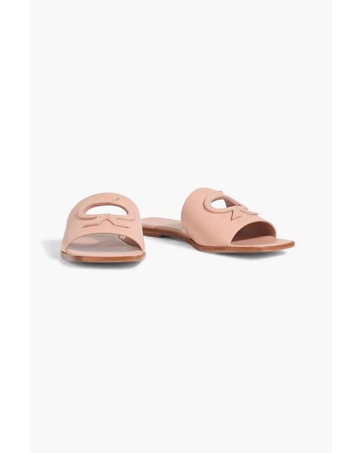 Gianvito Rossi Pink Ribbon Cutout Leather Slides
