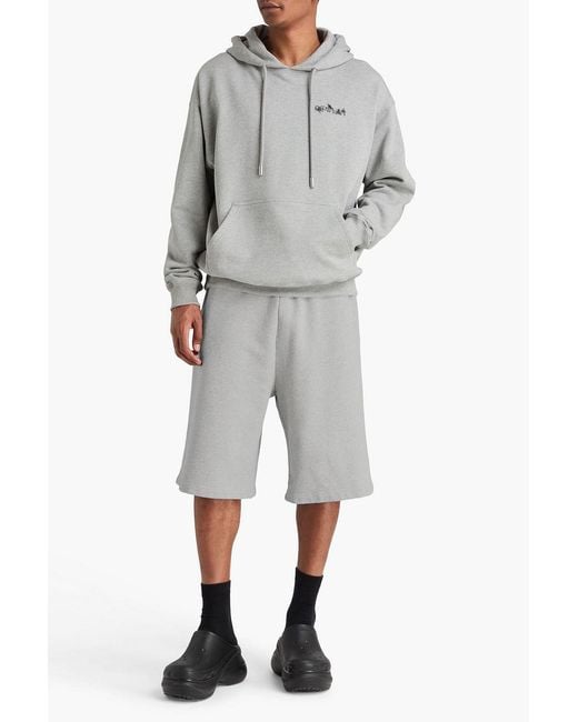 Off-White c/o Virgil Abloh Gray Flower Arrow Printed French Cotton-Terry Hoodie for men