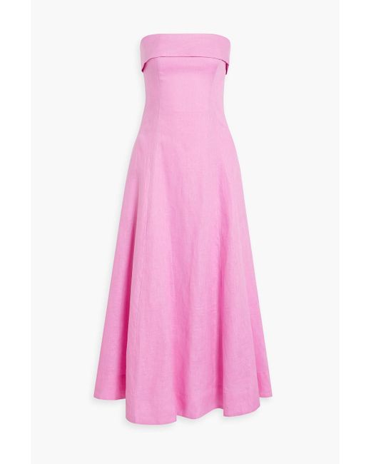 Nicholas Pink Cosette Strapless Linen Maxi Dress